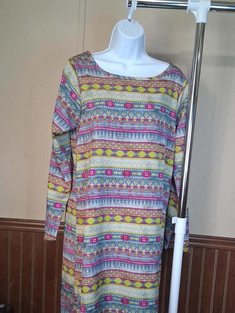 Wrangler Womens Multicolor Patterned Long Sleeve Dress